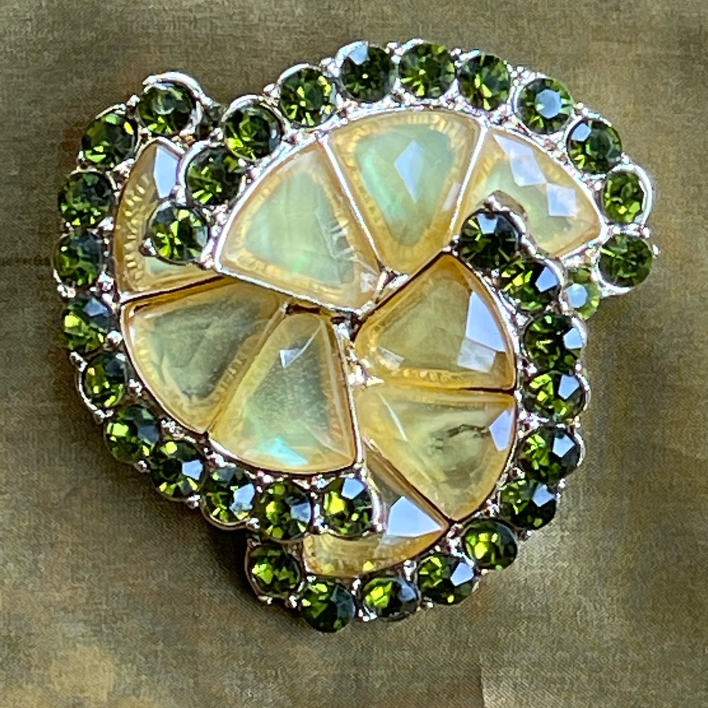 Vintage Napier citrus slice brooch 1960s-70s